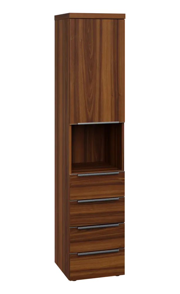 SIN 5 - 44ZND kancelářská skříň, 4-zásuvková/nika, 1-dveřová, pravá, 1820x400x400, ořech královský